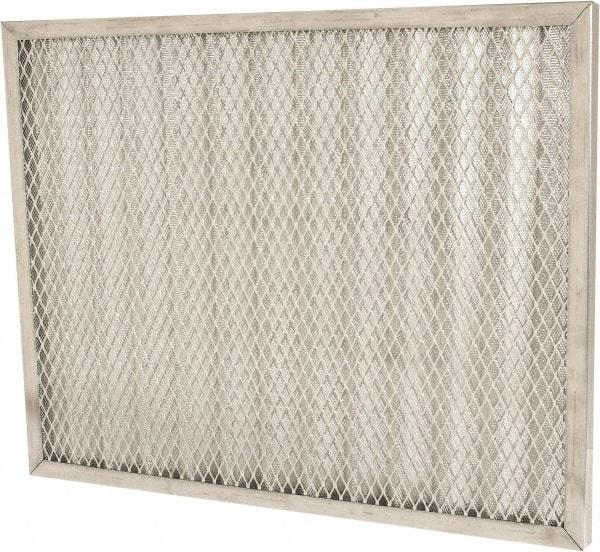 Made in USA - 16" Noml Height x 20" Noml Width x 1" Noml Depth, 71% Capture Efficiency, Permanent Air Filter - MERV 7, Aluminum Cloth & Mesh, Integrated Aluminum Frame, 300 Max FPM, 640 CFM, For Any Unit - Americas Industrial Supply