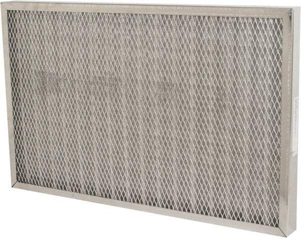 Made in USA - 16" Noml Height x 25" Noml Width x 2" Noml Depth, 76% Capture Efficiency, Permanent Air Filter - MERV 7, Aluminum Cloth & Mesh, Integrated Aluminum Frame, 300 Max FPM, 640 CFM, For Any Unit - Americas Industrial Supply