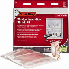 Frost King - 62" Long x 42" Wide, Indoor Shrink Film and Tape Window Kit Weatherstripping - Clear Plastic - Americas Industrial Supply