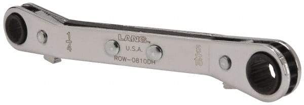 Lang - 1/4" x 5/16" 12 Point Reversible Ratcheting Offset Box Wrench - Double End, 4-1/4" OAL, Steel, 25° Offset - Americas Industrial Supply