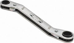 Lang - 5/16" x 11/32" 12 Point Reversible Ratcheting Offset Box Wrench - Double End, 4-1/4" OAL, Steel, 25° Offset - Americas Industrial Supply