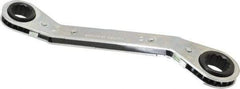 Lang - 15mm x 17mm 12 Point Reversible Ratcheting Offset Box Wrench - 8" OAL, Steel, 25° Offset - Americas Industrial Supply