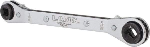 Lang - 1/4" & 3/16" Sq x 9/16" & 1/2" Hex 6 Point 4 in 1 Reversible Ratcheting Offset Box Wrench - Steel - Americas Industrial Supply