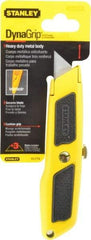 Stanley - Retractable Utility Knife - Plastic with Rubber Grip Handle, 3 Blades Included - Americas Industrial Supply