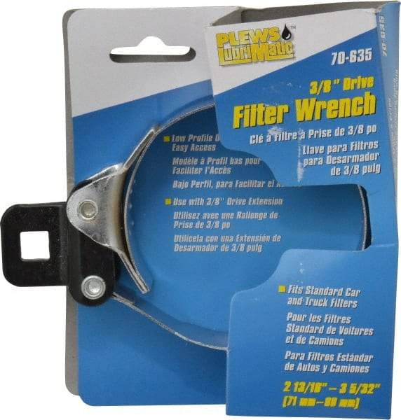 Plews - 2-13/16 to 3-5/32" Diam, Small Ratchet Oil Filter Wrench - Steel, For Use with Filters from 2-13/16 to 3-5/32" - Americas Industrial Supply