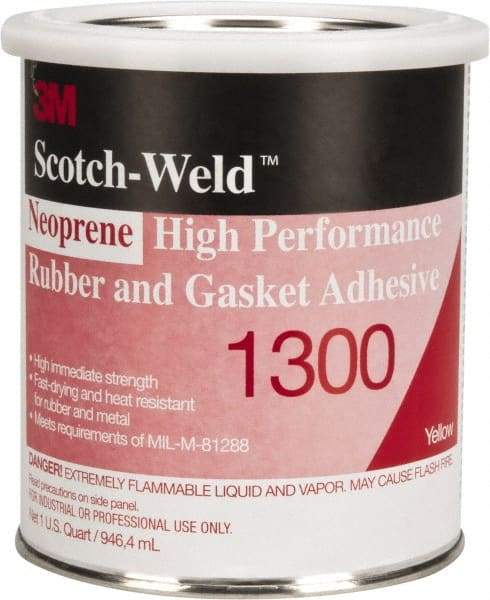 3M - 32 oz Can Yellow Butyl Rubber Gasket Sealant - 300°F Max Operating Temp, 4 min Tack Free Dry Time, Series 1300 - Americas Industrial Supply