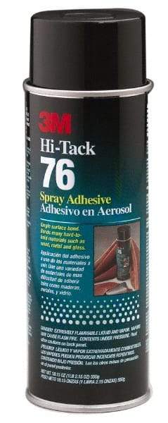 3M - 24 oz Aerosol Clear Spray Adhesive - High Tack, 160°F Heat Resistance, 28 Sq Ft Coverage, High Strength Bond, 10 min Max Bonding Time, Flammable, Series High-Tack 76 - Americas Industrial Supply