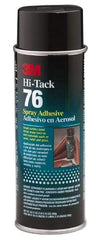 3M - 24 oz Aerosol Clear Spray Adhesive - High Tack, 160°F Heat Resistance, 28 Sq Ft Coverage, High Strength Bond, 10 min Max Bonding Time, Flammable, Series High-Tack 76 - Americas Industrial Supply