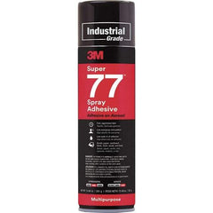 3M - 16.75 oz Aerosol Clear Spray Adhesive - High Tack, 150°F Heat Resistance, 114 Sq Ft Coverage, Low Strength Bond, 15 min Max Bonding Time, Flammable, Series 77 - Americas Industrial Supply