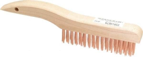 Ampco - 4 Rows x 16 Columns Bronze Shoe Handle Wire Brush - 10" OAL, 1-1/8" Trim Length, Wood Shoe Handle - Americas Industrial Supply