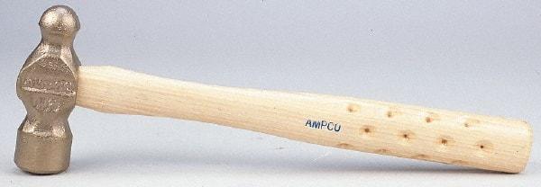 Ampco - 1-1/2 Lb Head Bronze Nonsparking Ball Pein Hammer - Hickory Handle - Americas Industrial Supply