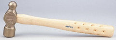 Ampco - 1-1/2 Lb Head Bronze Nonsparking Ball Pein Hammer - Hickory Handle - Americas Industrial Supply