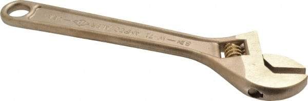 Ampco - 1-1/8" Jaw Capacity, 8" Nonsparking Adjustable Wrench - Aluminum Bronze, Plain Finish - Americas Industrial Supply