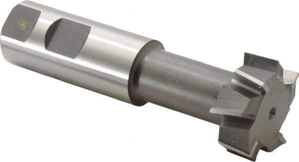 Keo - 1-15/32" Cut Diam, 5/8" Cut Width, 25/32" Neck Diam, 1" Shank Diam, 4-7/16" OAL, High Speed Steel T-Slot Cutter - Uncoated, 3/4" Bolt, Staggered Teeth, 8 Teeth, Weldon Flat - Americas Industrial Supply