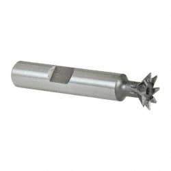 Keo - 1/2" Diam x 1/8" Width of Cut, 45° Included Angle, High Speed Steel Dovetail Cutter - 3/8" Shank Diam, 1-11/16" Shank Length, 2-1/8" Overall Length, Weldon Flat, Uncoated - Americas Industrial Supply