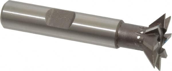 Keo - 3/4" Diam x 3/16" Width of Cut, 45° Included Angle, High Speed Steel Dovetail Cutter - 3/8" Shank Diam, 1-9/16" Shank Length, 2-1/8" Overall Length, Weldon Flat, Uncoated - Americas Industrial Supply