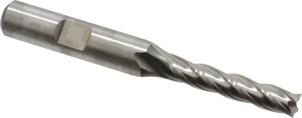Niagara Cutter - 1/4", 1-1/4" LOC, 3/8" Shank Diam, 3-1/16" OAL, 4 Flute, Cobalt Square End Mill - Single End, Uncoated, Spiral Flute, 30° Helix, Centercutting, Right Hand Cut, Right Hand Flute, Series SPC408 - Americas Industrial Supply