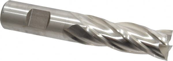 Niagara Cutter - 3/4", 2" LOC, 3/4" Shank Diam, 4-1/4" OAL, 4 Flute, Cobalt Square End Mill - Single End, Uncoated, Spiral Flute, 30° Helix, Centercutting, Right Hand Cut, Right Hand Flute, Series SPC408 - Americas Industrial Supply