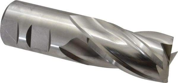 Niagara Cutter - 1-1/4", 2" LOC, 1-1/4" Shank Diam, 4-1/2" OAL, 4 Flute, Cobalt Square End Mill - Single End, Uncoated, Spiral Flute, 30° Helix, Centercutting, Right Hand Cut, Right Hand Flute, Series SPC408 - Americas Industrial Supply