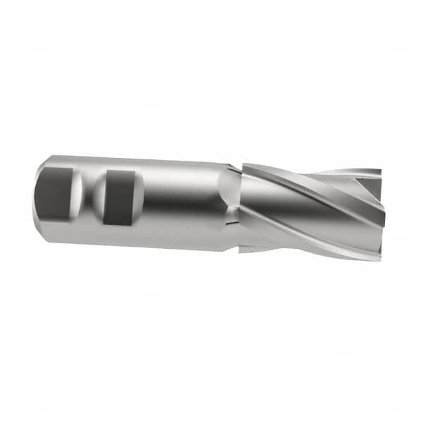 Niagara Cutter - 1-1/2", 2" LOC, 1-1/4" Shank Diam, 4-1/2" OAL, 4 Flute, Cobalt Square End Mill - Single End, Uncoated, Spiral Flute, 30° Helix, Centercutting, Right Hand Cut, Right Hand Flute, Series SPC408 - Americas Industrial Supply