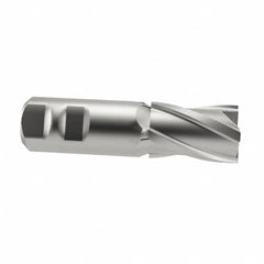 Niagara Cutter - 1-1/2", 2" LOC, 1-1/4" Shank Diam, 4-1/2" OAL, 4 Flute, Cobalt Square End Mill - Single End, Uncoated, Spiral Flute, 30° Helix, Centercutting, Right Hand Cut, Right Hand Flute, Series SPC408 - Americas Industrial Supply