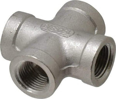 Merit Brass - 3/8" Grade 304 Stainless Steel Pipe Cross - FNPT End Connections, 150 psi - Americas Industrial Supply