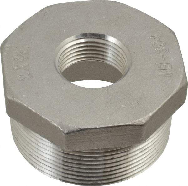 Merit Brass - 2 x 3/4" Grade 304 Stainless Steel Pipe Hex Bushing - MNPT x FNPT End Connections, 150 psi - Americas Industrial Supply
