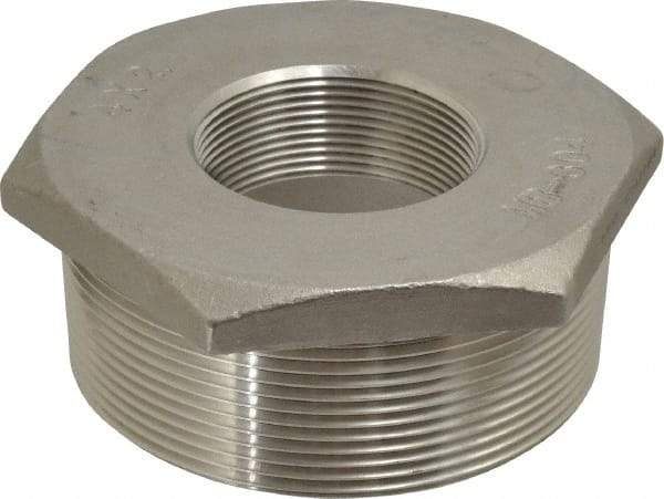 Merit Brass - 4 x 2" Grade 304 Stainless Steel Pipe Hex Bushing - MNPT x FNPT End Connections, 150 psi - Americas Industrial Supply