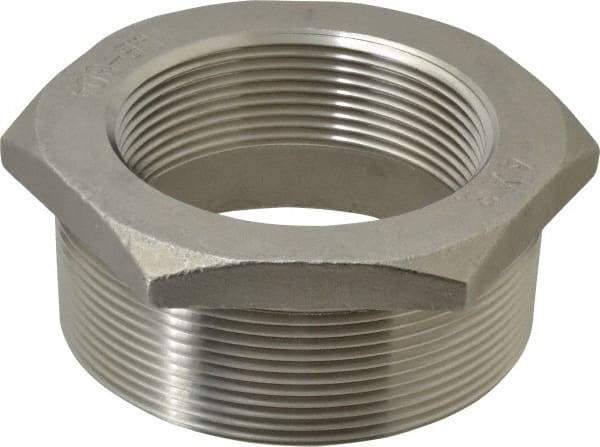 Merit Brass - 4 x 3" Grade 304 Stainless Steel Pipe Hex Bushing - MNPT x FNPT End Connections, 150 psi - Americas Industrial Supply