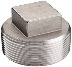 Merit Brass - 4" Grade 316 Stainless Steel Pipe Square Head Plug - MNPT End Connections, 150 psi - Americas Industrial Supply