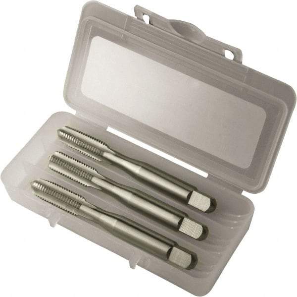 Vermont Tap & Die - 3/4-16 UNF, 4 Flute, Bottoming, Plug & Taper, Bright Finish, High Speed Steel Tap Set - Right Hand Cut, 4-1/4" OAL, 2" Thread Length, 2/3B Class of Fit, Series 3105 - Americas Industrial Supply