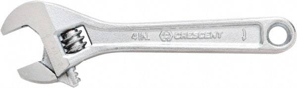 Crescent - 1/2" Jaw Capacity, 4" Standard Adjustable Wrench - Steel, Chrome Finish, 4" OAL - Americas Industrial Supply