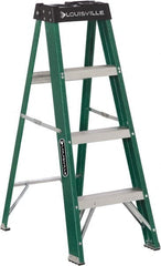 Louisville - 3 Steps, 4' High, Type II Rating, Fiberglass Step Ladder - Americas Industrial Supply