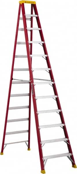 Louisville - 11 Steps, 12' High, Type IA Rating, Fiberglass Step Ladder - Americas Industrial Supply