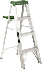 Louisville - 3 Steps, 4' High, Type II Rating, Aluminum Step Ladder - Americas Industrial Supply