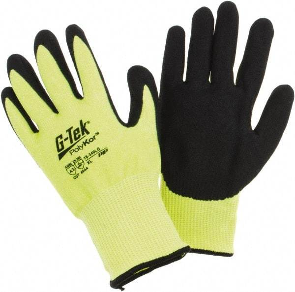PIP - Size XL, ANSI Cut Lvl A3, Cut Resistant Gloves - Palm & Fingers Coated, Hi-Vis Yellow/Black - Americas Industrial Supply