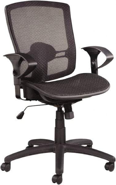 ALERA - 39-3/8" High Mid Back Chair - 25" Wide x 26-1/4" Deep, Mesh Seat, Black - Americas Industrial Supply