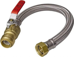 SharkBite - 1/2" Push to Connect Inlet, 3/4" FIP Outlet, Braided Stainless Steel Flexible Connector - Stainless Steel, Use with Water Air Connectors - Americas Industrial Supply