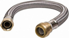 SharkBite - 3/4" Push to Connect Inlet, 3/4" FIP Outlet, Braided Stainless Steel Flexible Connector - Stainless Steel, Use with Water Air Connectors - Americas Industrial Supply