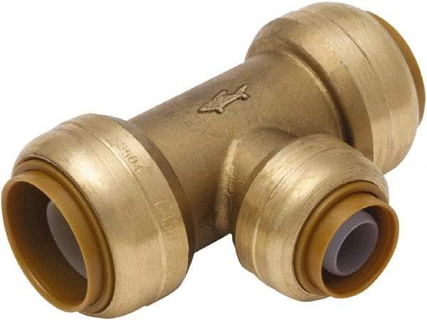 SharkBite - Brass & Chrome Pipe Fittings Type: Reducing Tee Fitting Size: 3/4 x 3/4 x 1/2 - Americas Industrial Supply