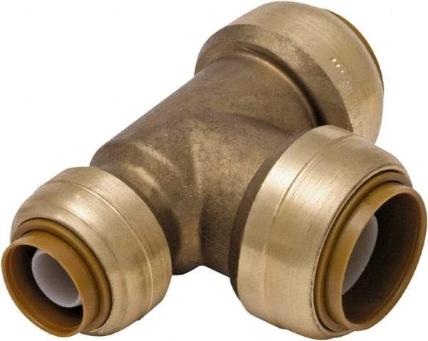 SharkBite - Brass & Chrome Pipe Fittings Type: Reducing Tee Fitting Size: 3/4 x 1/2 x 3/4 - Americas Industrial Supply
