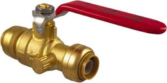 SharkBite - 1/2 x 1/2" Pipe, Standard Port, Brass Standard Ball Valve - Inline - Two Way Flow, Push-to-Connect x Push-to-Connect Ends, Steel Handle, 200 WOG - Americas Industrial Supply