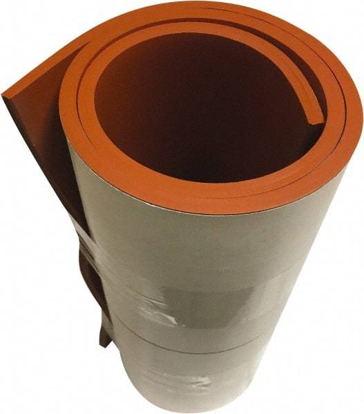 Value Collection - 1/16" Thick x 36" Wide x 10' Long Red Silicone Rubber Roll - Stock Length, Adhesive Back, 500 psi Tensile Strength, -60°F to 400°F - Americas Industrial Supply