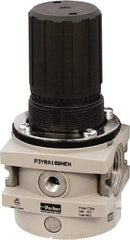 Parker - 3/4 NPT Port, 380 CFM, Aluminum Hi-Flow Regulator - 0 to 174 psi Range, 254 Max psi Supply Pressure, 1/4" Gauge Port Thread, 3-1/2" Wide x 7.2" High - Americas Industrial Supply