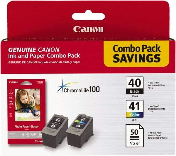 Canon - Black & Multi Colored Ink & Paper Combo - Use with Canon PIXMA iP1600, iP1700, MP150, MP160, MP170, MP450, MP460 - Americas Industrial Supply