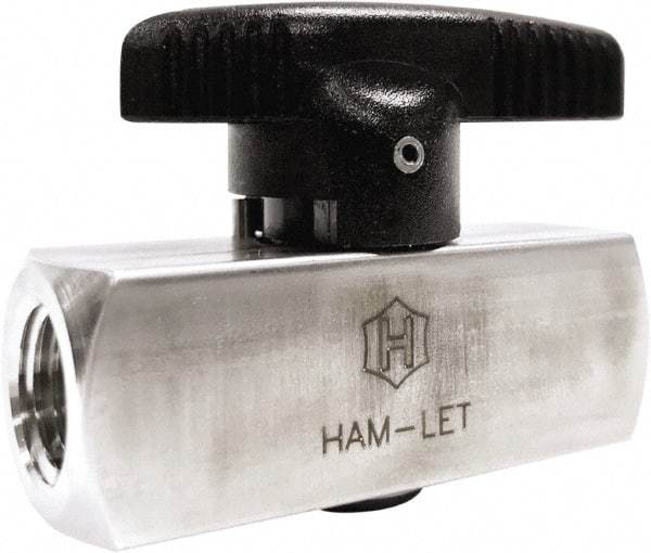 Ham-Let - 1/2" Pipe, 3,000 psi WOG Rating, 316/316L Stainless Steel, Inline, One Way Instrumentation Plug Valve - Wedge Handle, FNPT x FNPT End Connections, Reinforced PTFE Seal - Americas Industrial Supply