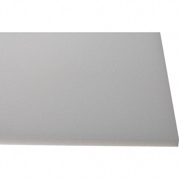 Made in USA - 1/2" Thick x 1' Wide x 4' Long, Polyethylene (HDPE) Sheet - White, Shore D-65 Hardness, Cutting Board Grade, ±10% Tolerance - Americas Industrial Supply