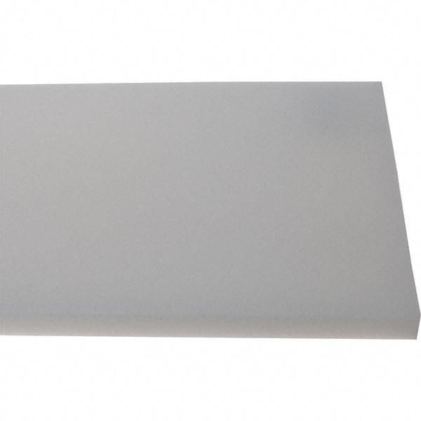 Made in USA - 1/2" Thick x 7-1/2" Wide x 8' Long, Polyethylene (HDPE) Sheet - White, Shore D-65 Hardness, Cutting Board Grade, ±10% Tolerance - Americas Industrial Supply