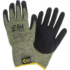 PIP - Size M, ANSI Cut Lvl A7, Cut Resistant Gloves - Palm & Fingers Coated, Black/Yellow - Americas Industrial Supply
