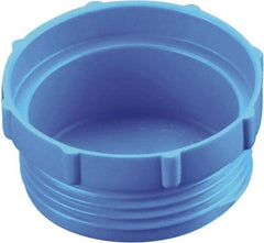 Caplugs - Serrated Round Head, Threaded Plug - 51/64" Long, High-Density Polyethylene, Blue - Americas Industrial Supply